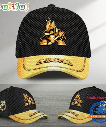 Nhl Arizona Coyotes Black And Gold Design Cap Hats