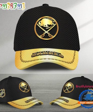 Nhl Buffalo Sabres Black And Gold Design Cap Hats