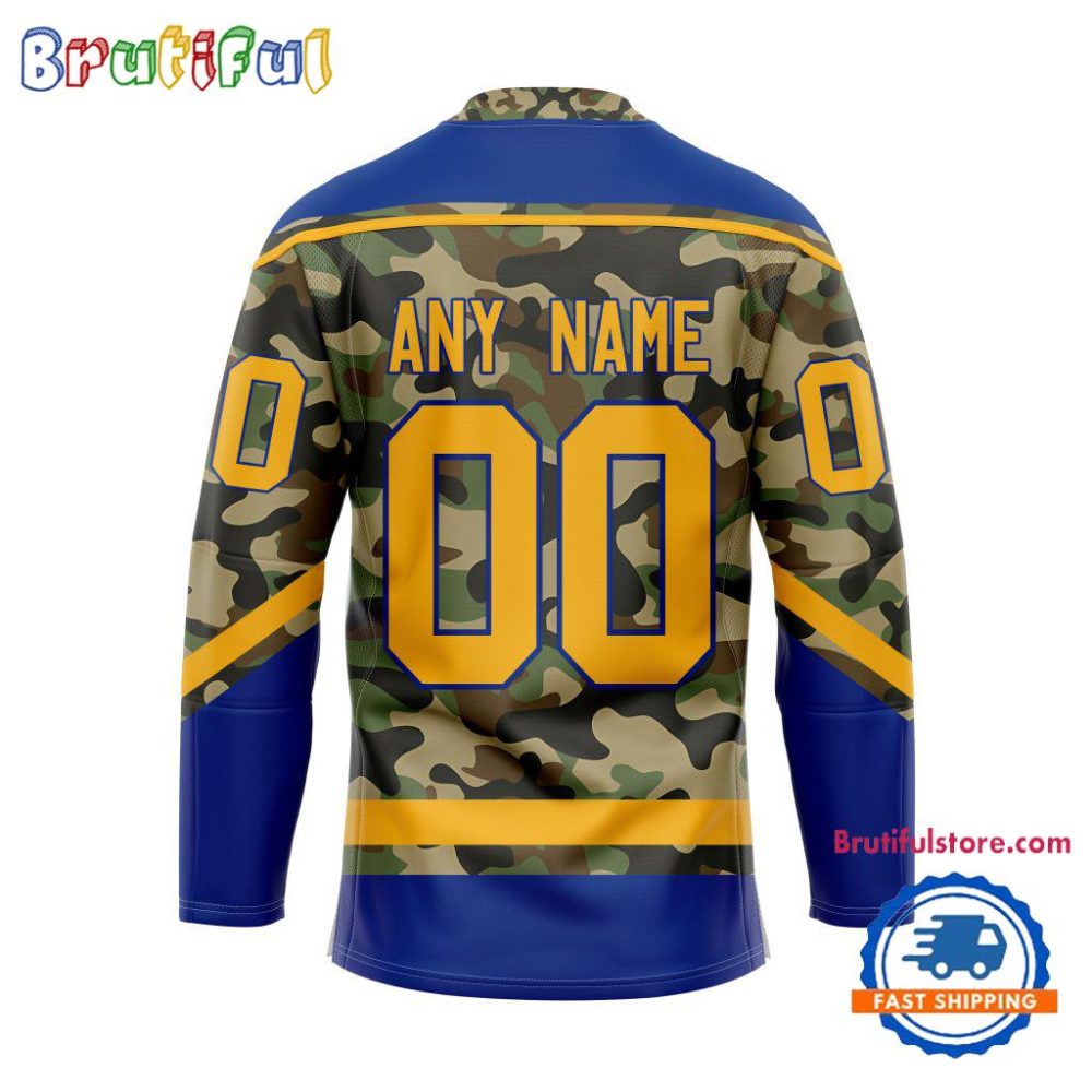 Nhl Buffalo Sabres Camo Veterans Custom Hockey Jersey - Image 2