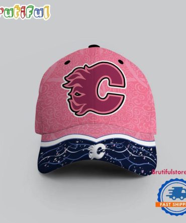 Nhl Calgary Flames Hockey Fights Against Cancer Design Cap