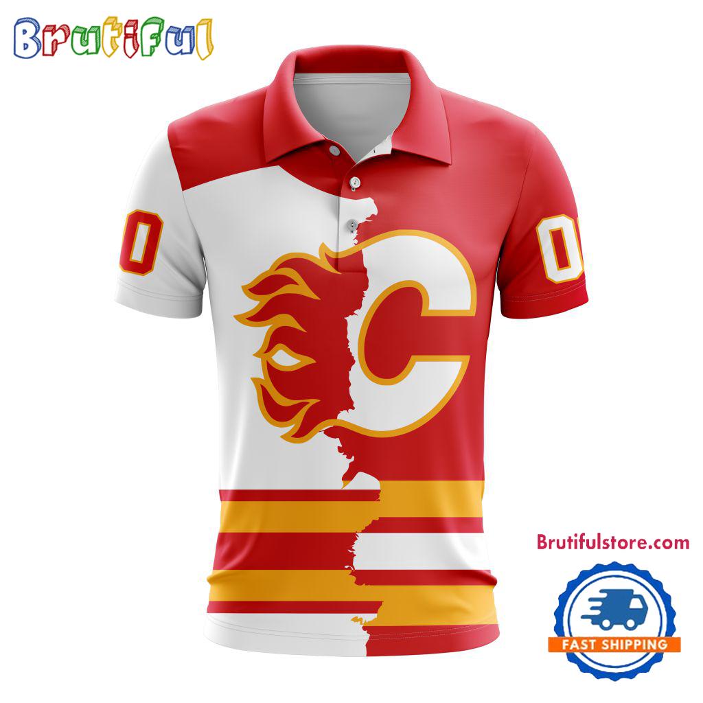 Nhl Calgary Flames Personalize Home Mix Away Kits Polo Shirts