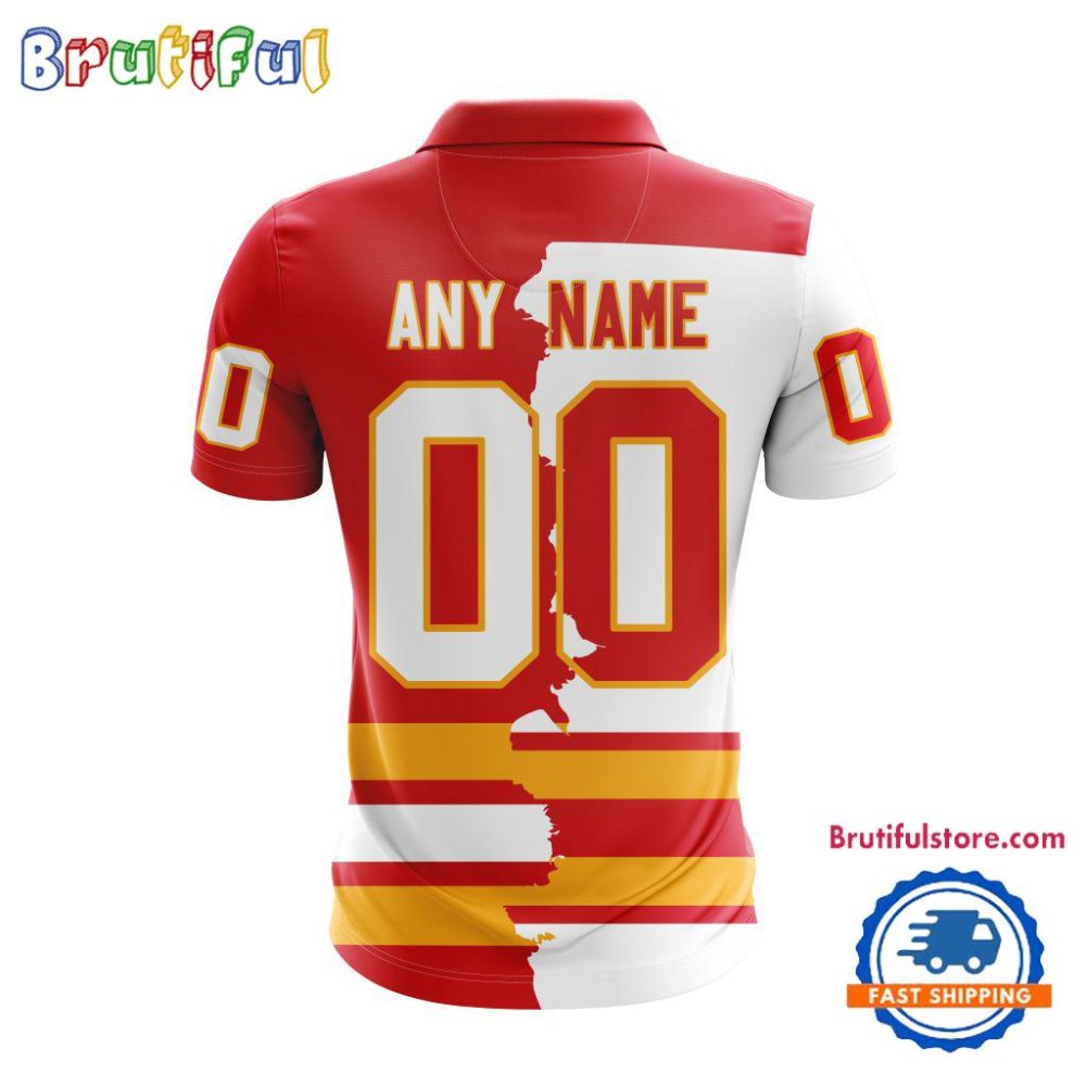 Nhl Calgary Flames Personalize Home Mix Away Kits Polo Shirts - Image 2