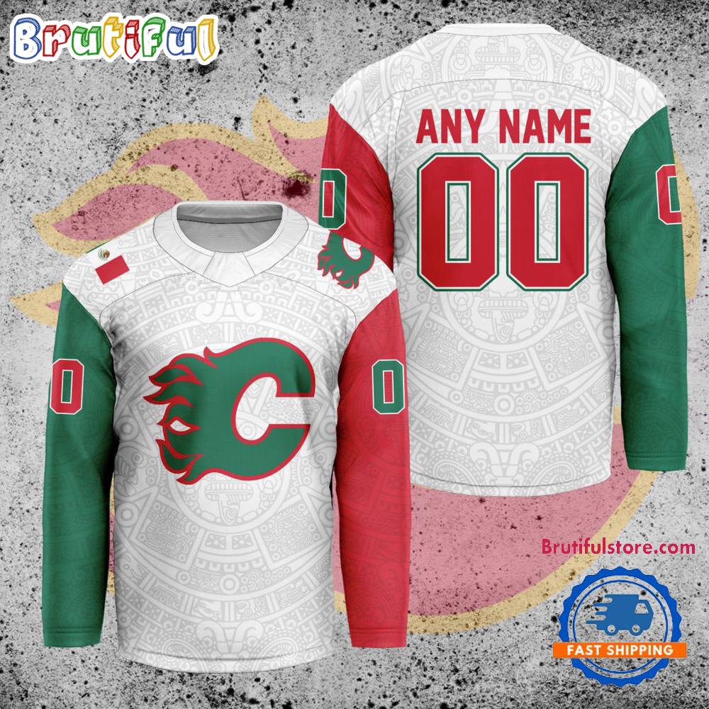 Nhl Calgary Flames Personalized Mexican Heritage Hockey Jersey