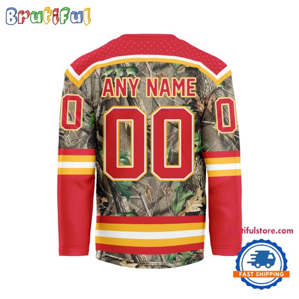 Nhl Calgary Flames Special Realtree Camo Hunting Hockey Jersey - Image 2