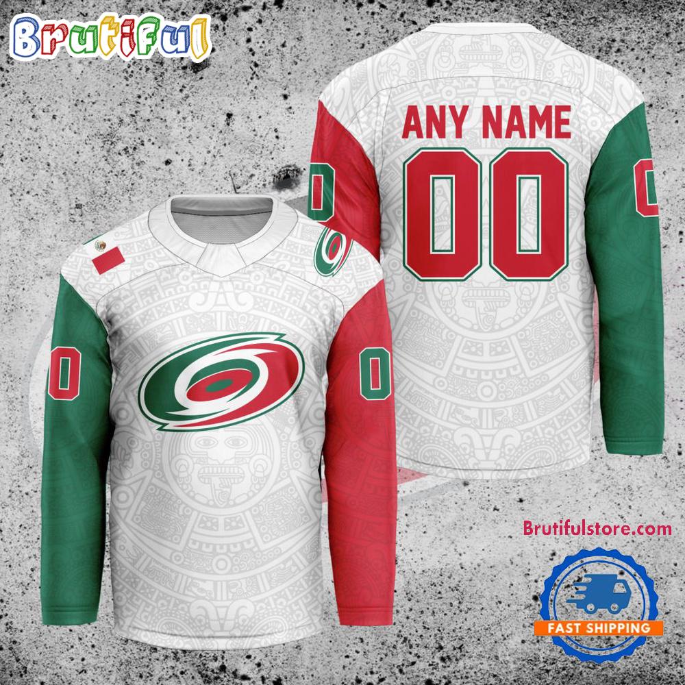 Nhl Carolina Hurricanes Personalized Mexican Heritage Hockey Jersey