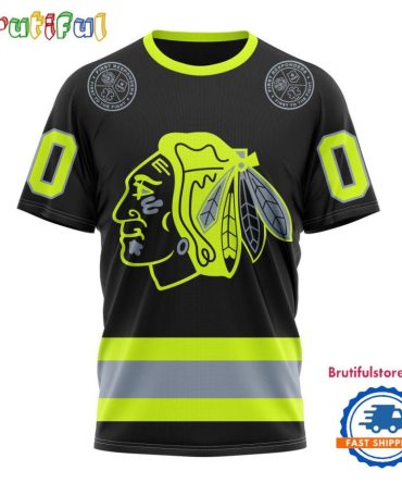 Nhl Chicago Black Hawks Specialized Firefighter Uniforms Color Design T Shirt
