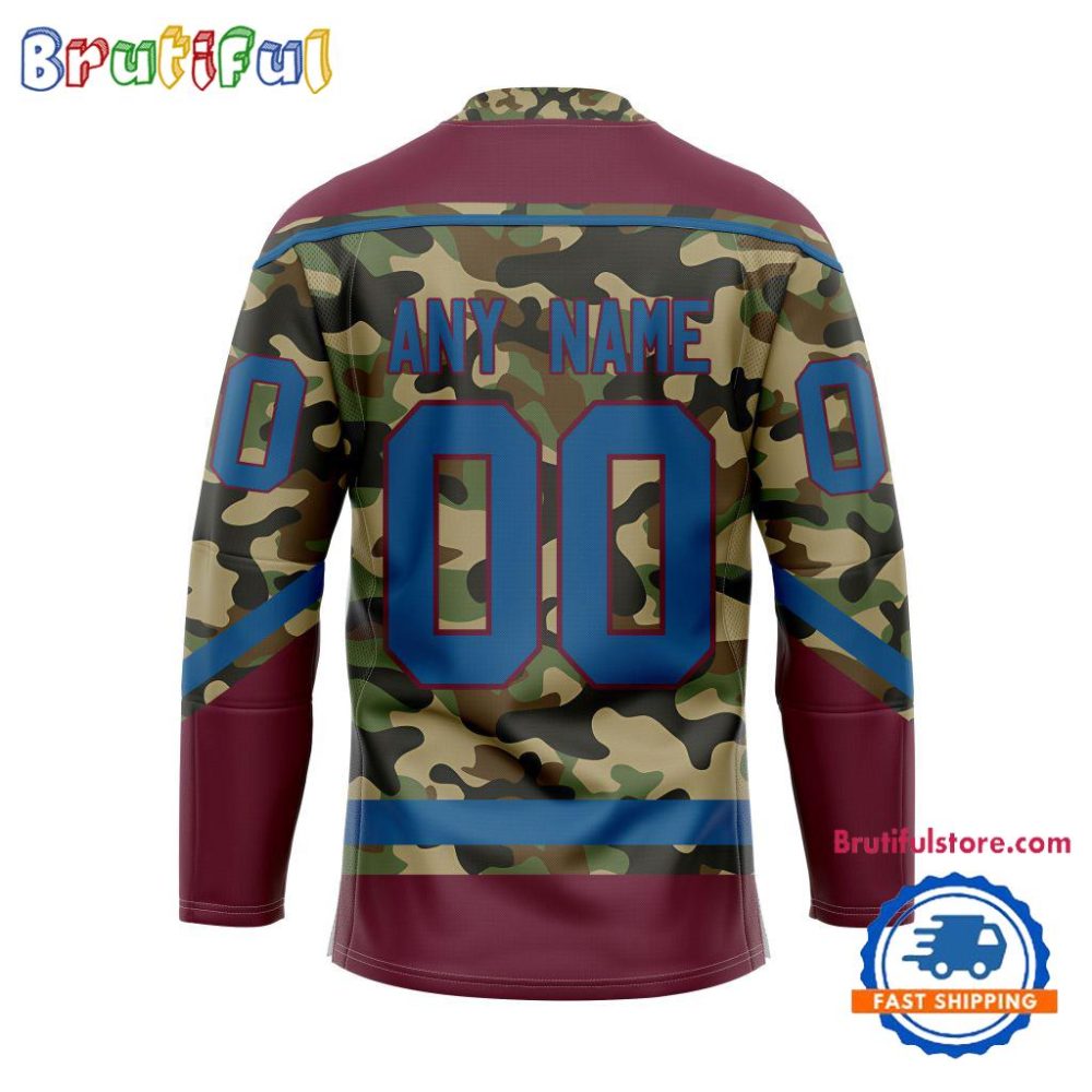 Nhl Colorado Avalanche Camo Veterans Custom Hockey Jersey - Image 2