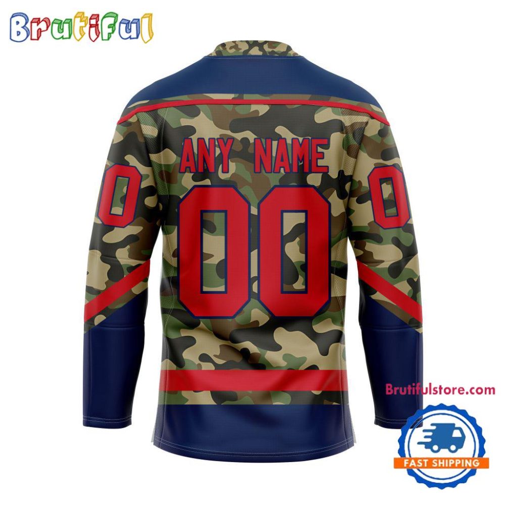 Nhl Columbus Blue Jackets Camo Veterans Custom Hockey Jersey - Image 2