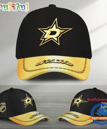 Nhl Dallas Stars Black And Gold Design Cap Hats