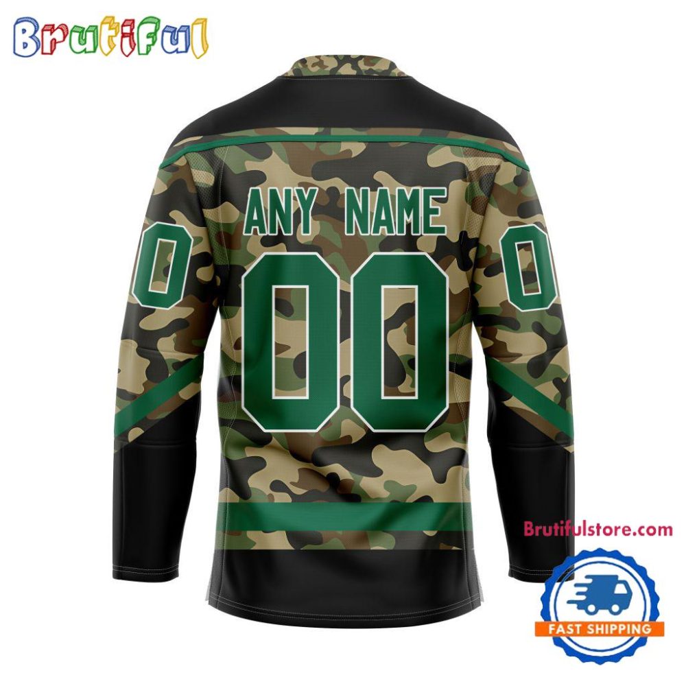 Nhl Dallas Stars Camo Veterans Custom Hockey Jersey - Image 2