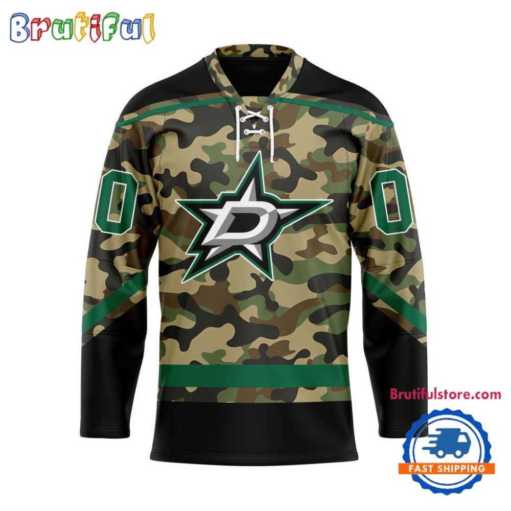 Nhl Dallas Stars Camo Veterans Custom Hockey Jersey