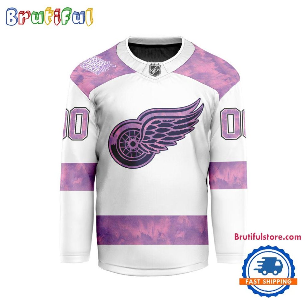 Nhl Detroit Red Wings Personalized Hockey Fights Cancer Design Jersey