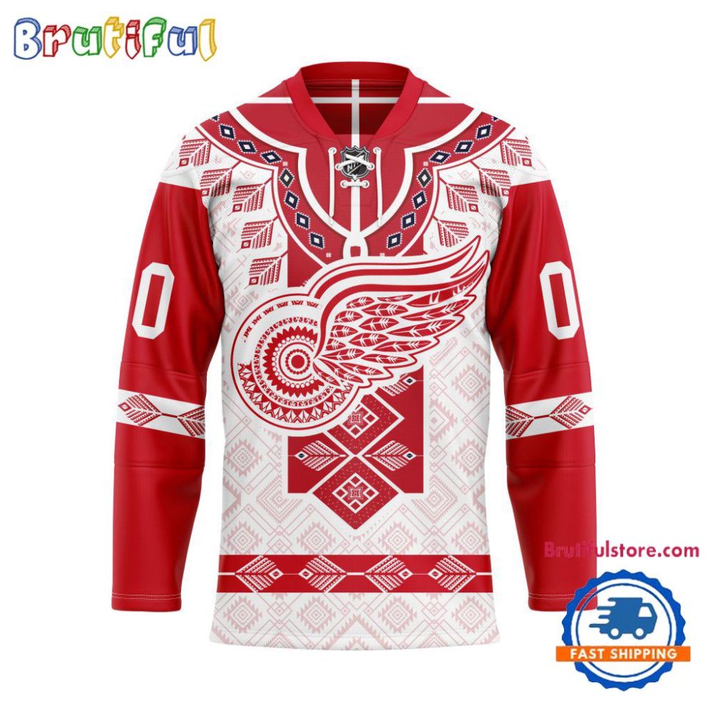Nhl Detroit Red Wings Personalized Native American Hockey Jersey