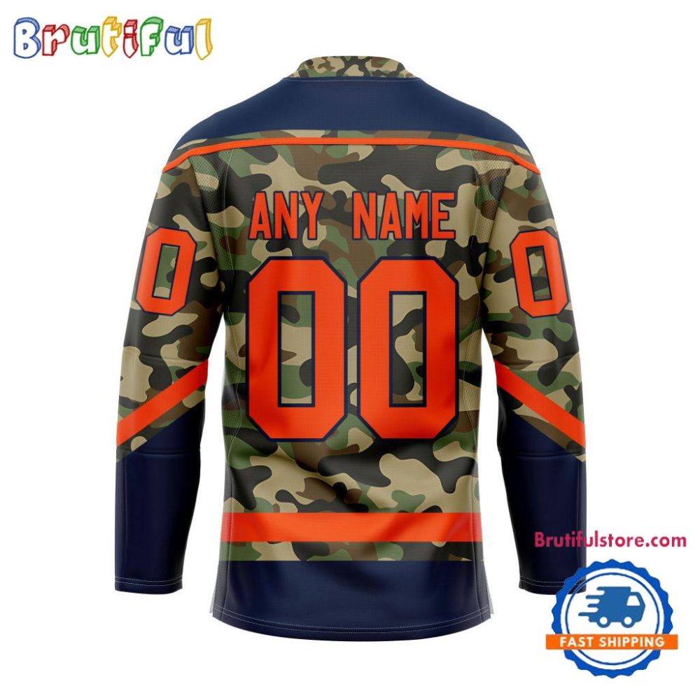Nhl Edmonton Oilers Camo Veterans Custom Hockey Jersey - Image 2