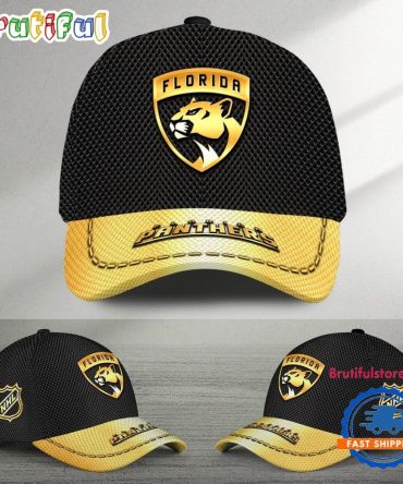 Nhl Florida Panthers Black And Gold Design Cap Hats
