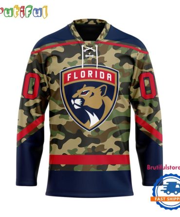 Nhl Florida Panthers Camo Veterans Custom Hockey Jersey