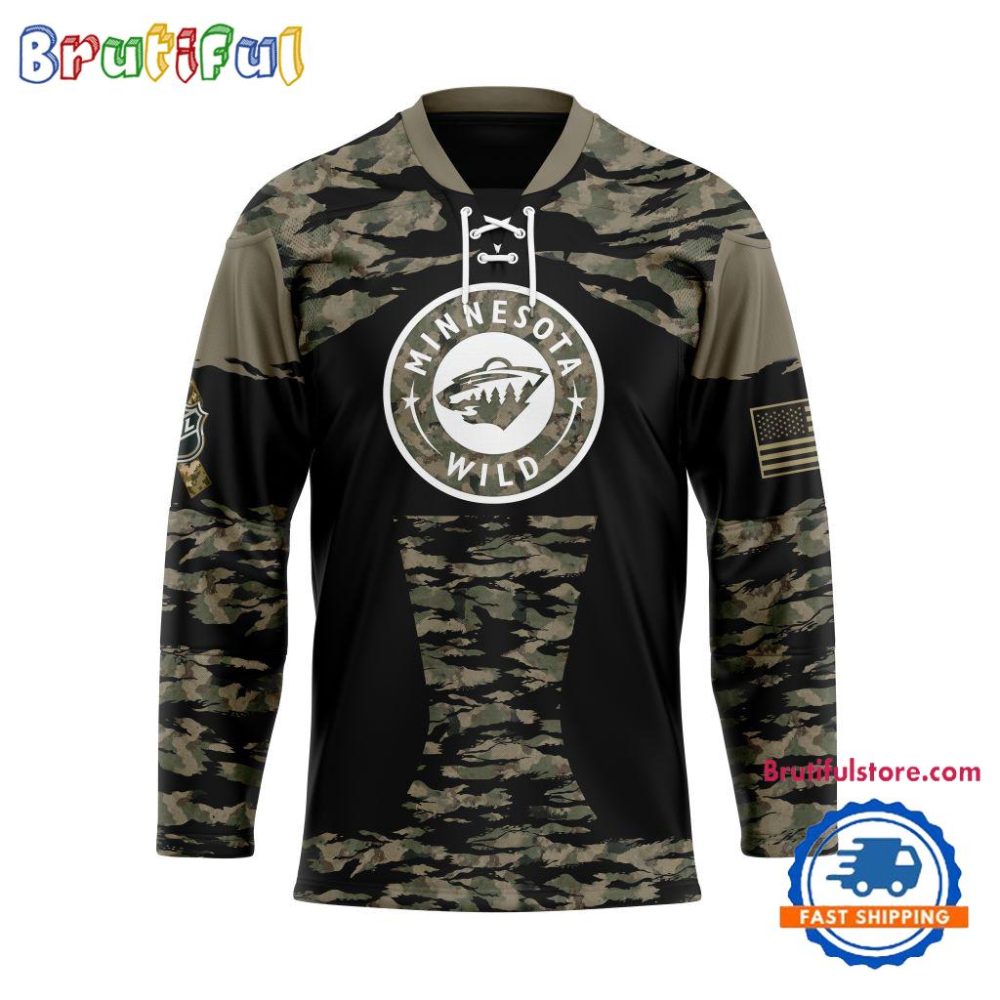 Nhl Minnesota Wild Custom Honoring Veterans Camo Hockey Jersey