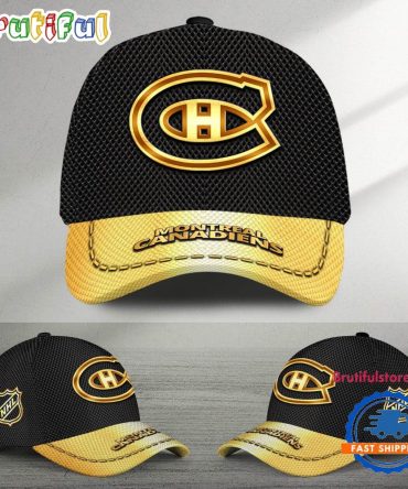 Nhl Montreal Canadiens Black And Gold Design Cap Hats