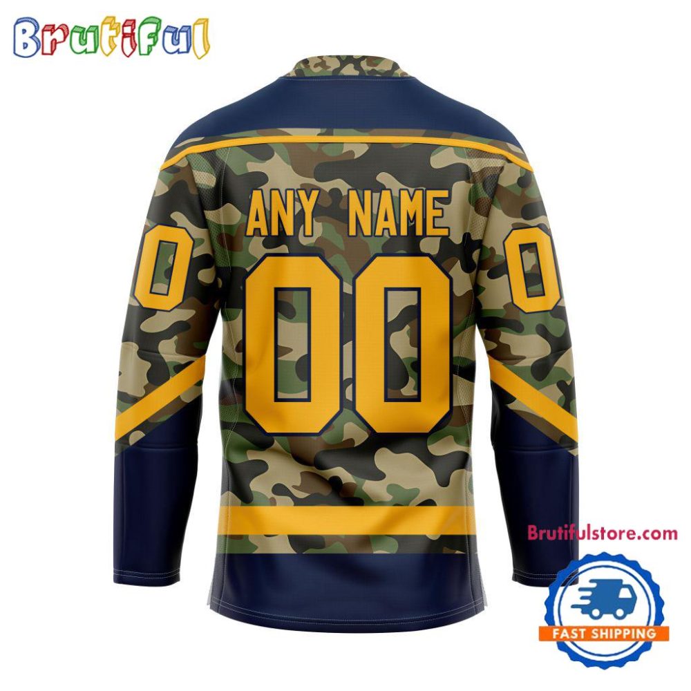 Nhl Nashville Predators Camo Veterans Custom Hockey Jersey - Image 2