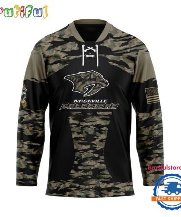 Nhl Nashville Predators Custom Honoring Veterans Camo Hockey Jersey