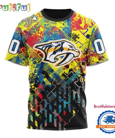 Nhl Nashville Predators Hockey Logo Team Autism Awareness Design Tshirt, Sweatshirt, Hoodie