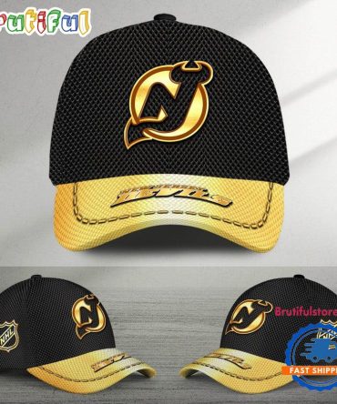 Nhl New Jersey Devils Black And Gold Design Cap Hats