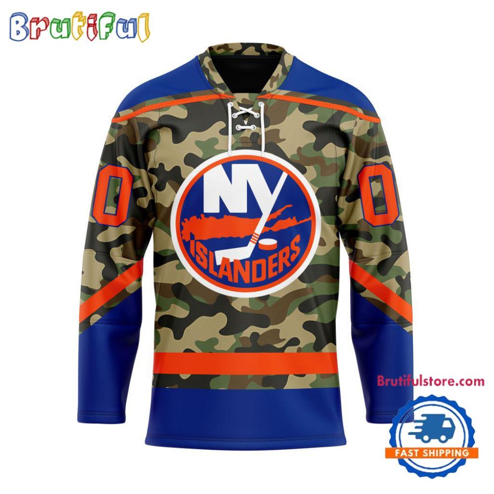 Nhl New York Islanders Camo Veterans Custom Hockey Jersey
