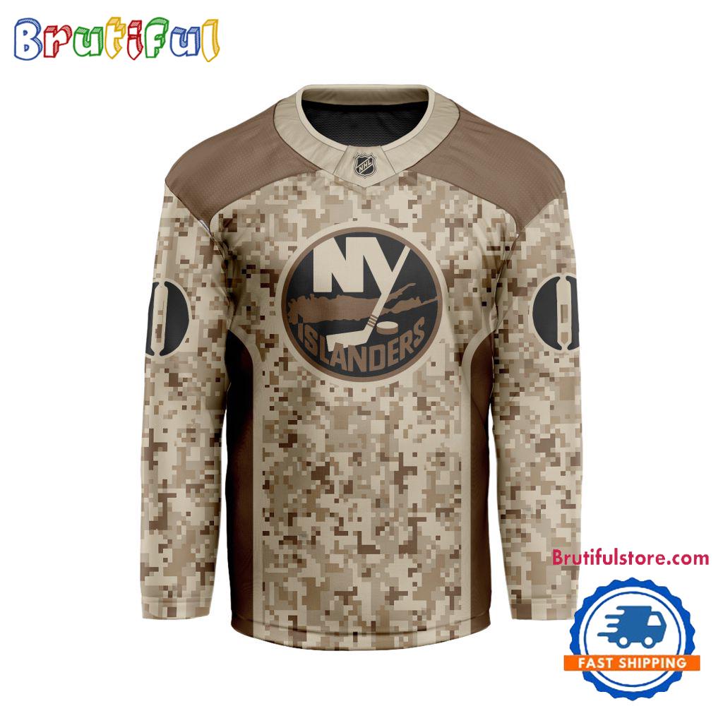 Nhl New York Islanders Special Veterans Military Desert Camouflage Design Hockey Jersey