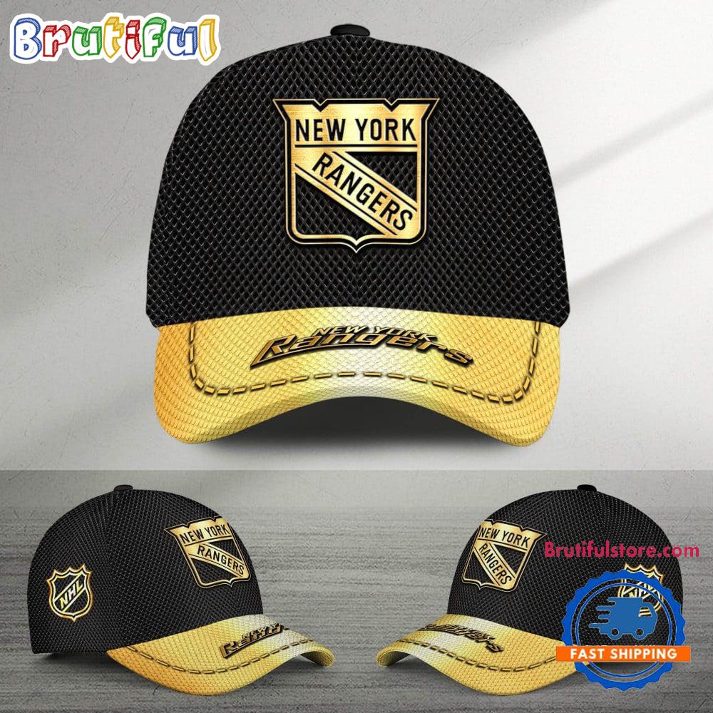 Nhl New York Rangers Black And Gold Design Cap Hats