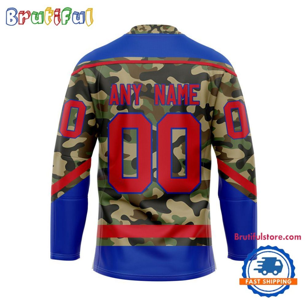 Nhl New York Rangers Camo Veterans Custom Hockey Jersey - Image 2