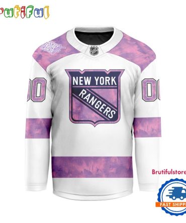 Nhl New York Rangers Personalized Hockey Fights Cancer Design Jersey