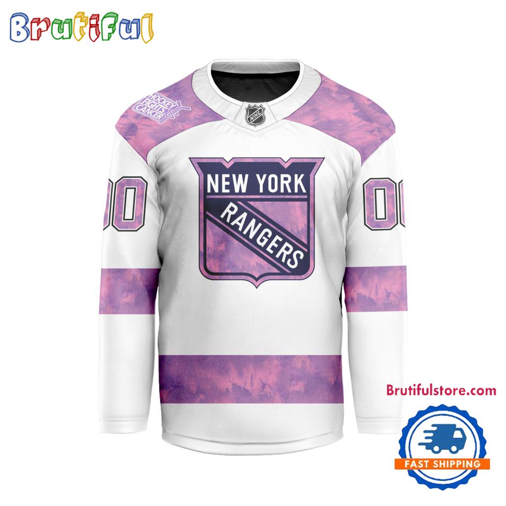 Nhl New York Rangers Personalized Hockey Fights Cancer Design Jersey