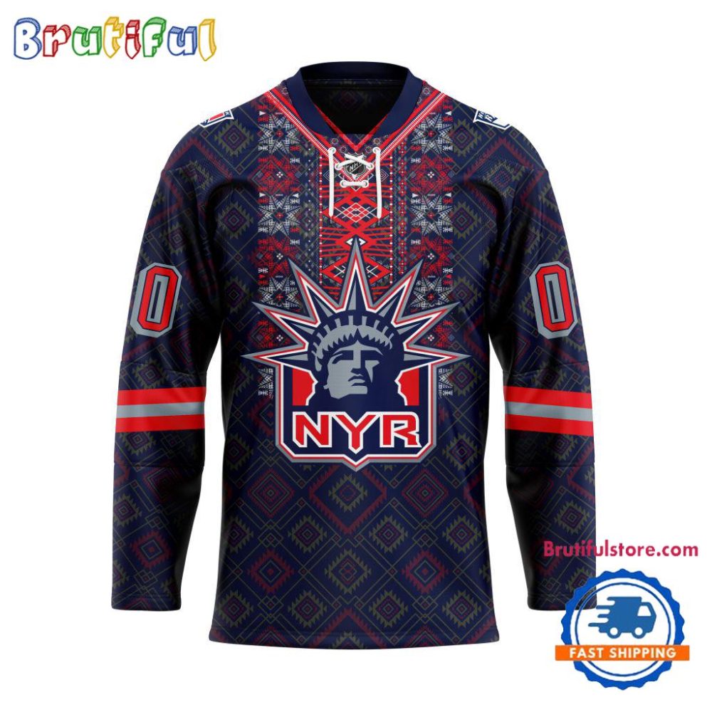 Nhl New York Rangers Personalized Native American Hockey Jersey