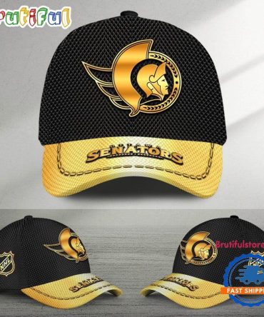 Nhl Ottawa Senators Black And Gold Design Cap Hats