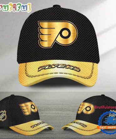 Nhl Philadelphia Flyers Black And Gold Design Cap Hats