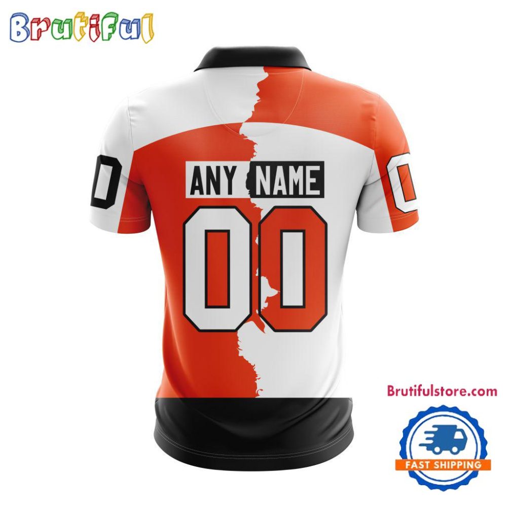 Nhl Philadelphia Flyers Personalize Home Mix Away Kits Polo Shirts - Image 2