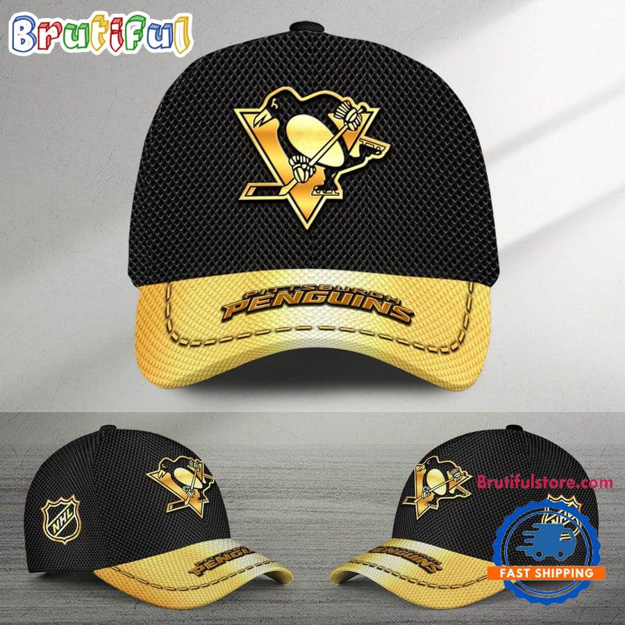 Nhl Pittsburgh Penguins Black And Gold Design Cap Hats