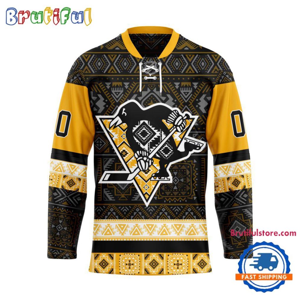 Nhl Pittsburgh Penguins Personalized Native American Hockey Jersey