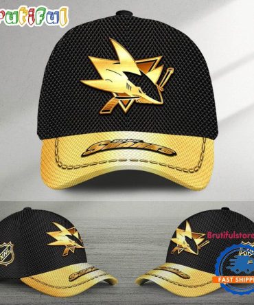 Nhl San Jose Sharks Black And Gold Design Cap Hats