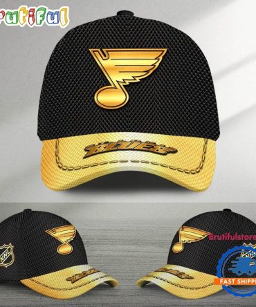 Nhl St. Louis Blues Black And Gold Design Cap Hats