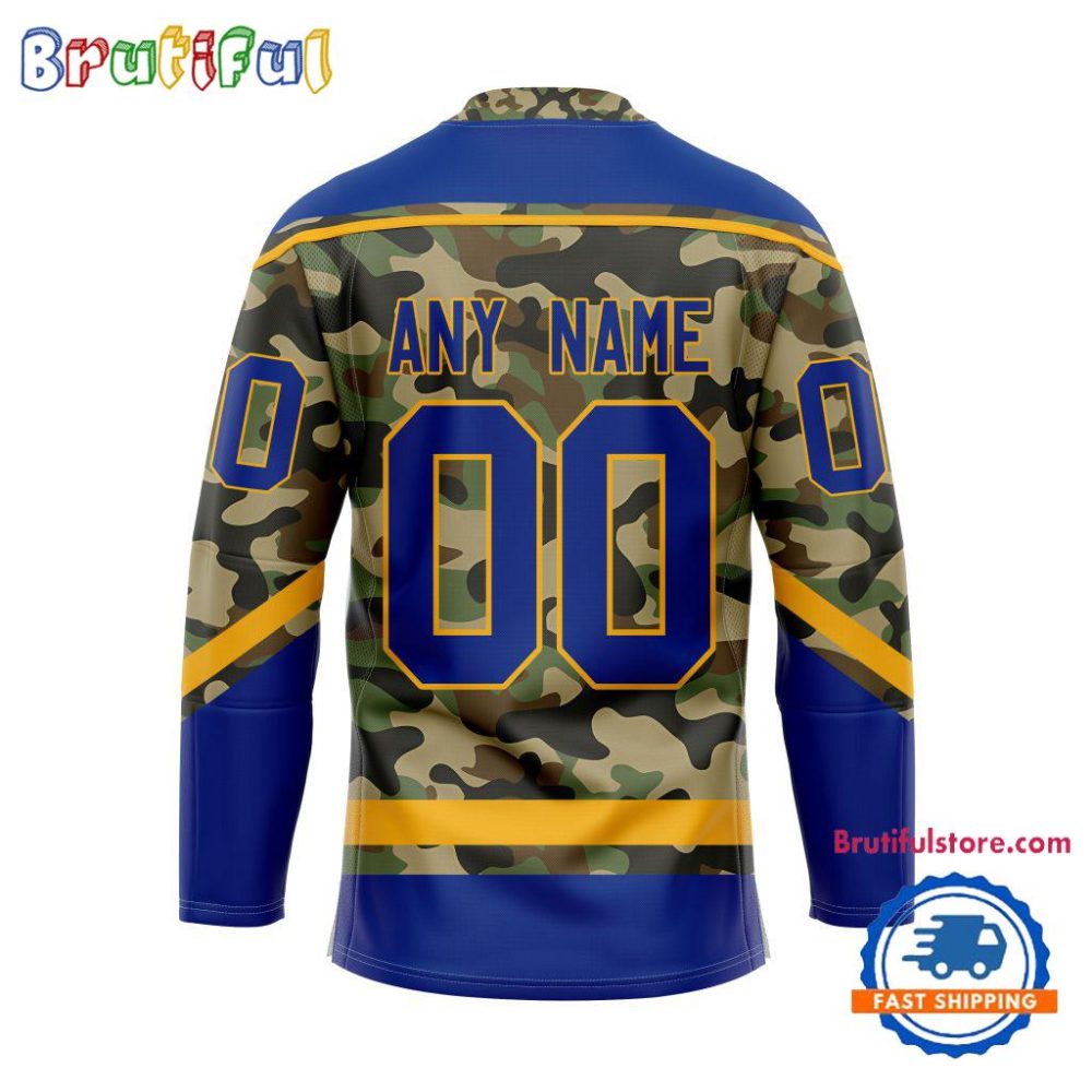 Nhl St. Louis Blues Camo Veterans Custom Hockey Jersey - Image 2