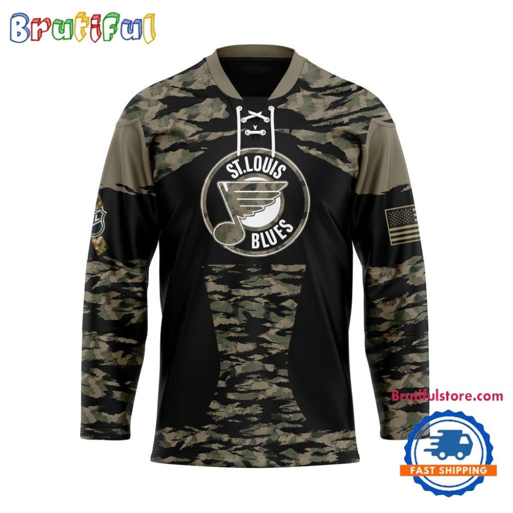 Nhl St. Louis Blues Custom Honoring Veterans Camo Hockey Jersey