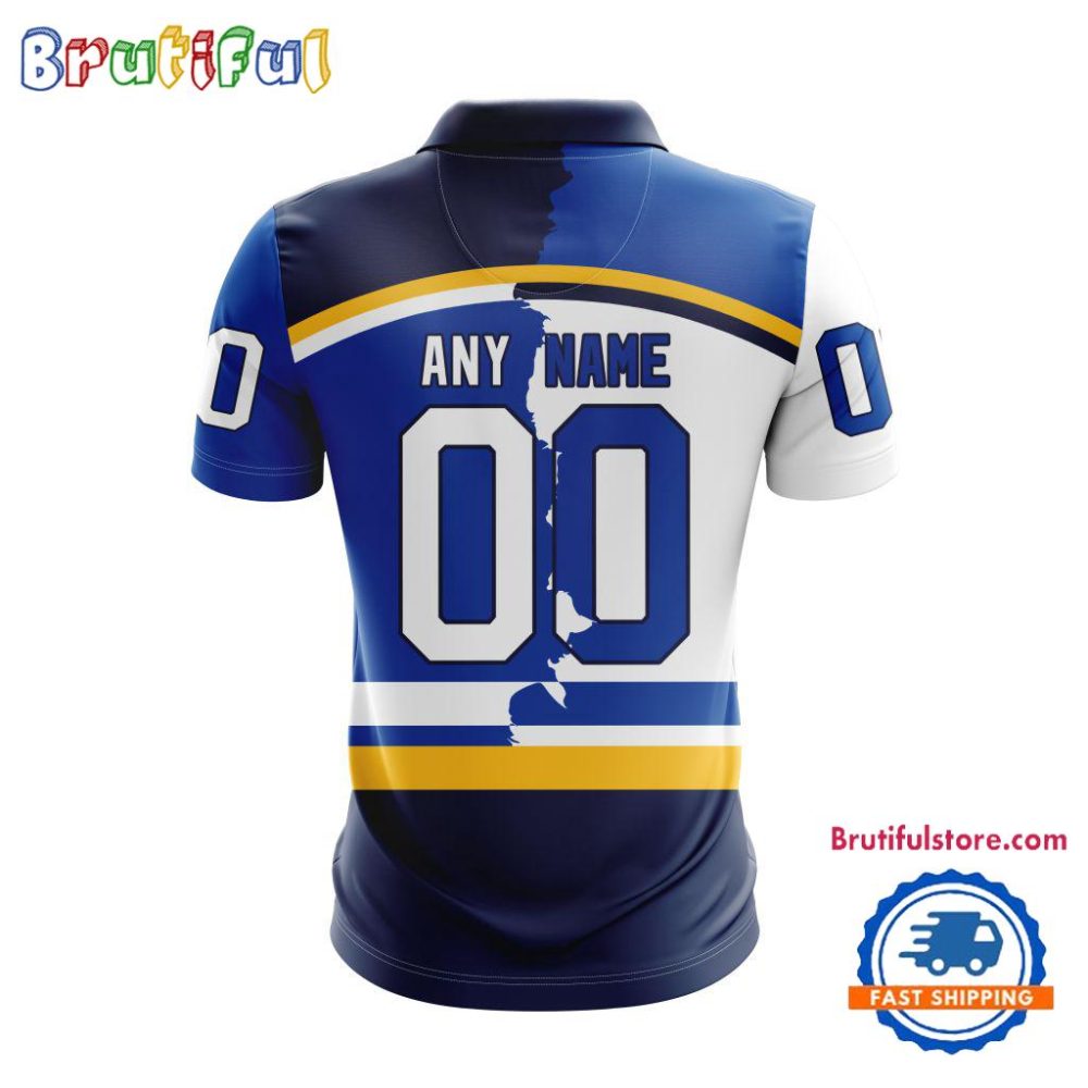 Nhl St. Louis Blues Personalize Home Mix Away Kits Polo Shirts - Image 2