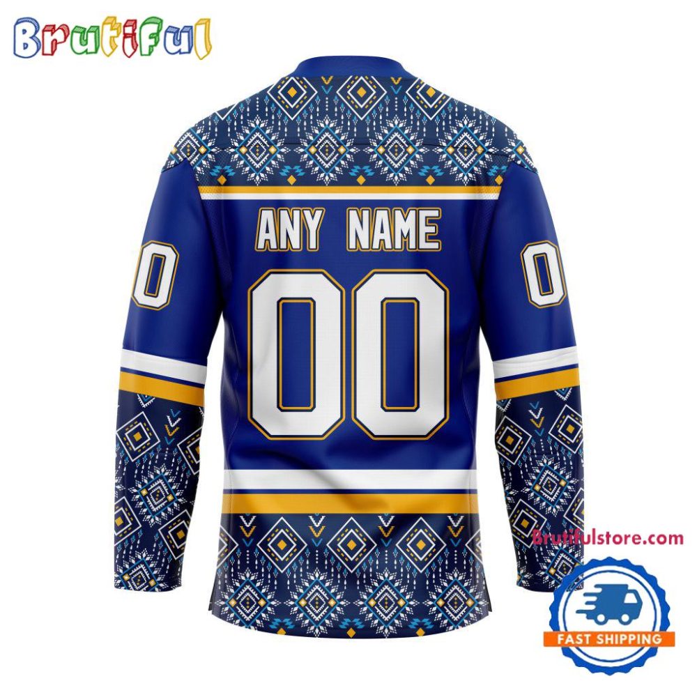 Nhl St. Louis Blues Personalized Native American Hockey Jersey - Image 2