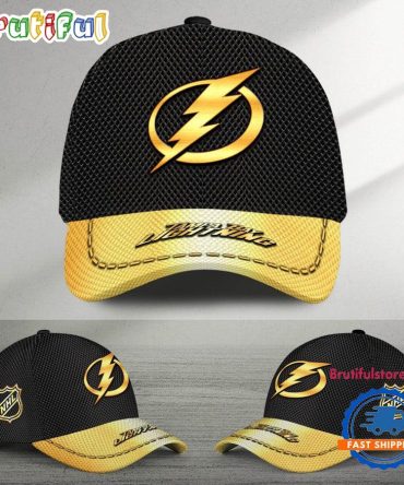 Nhl Tampa Bay Lightning Black And Gold Design Cap Hats