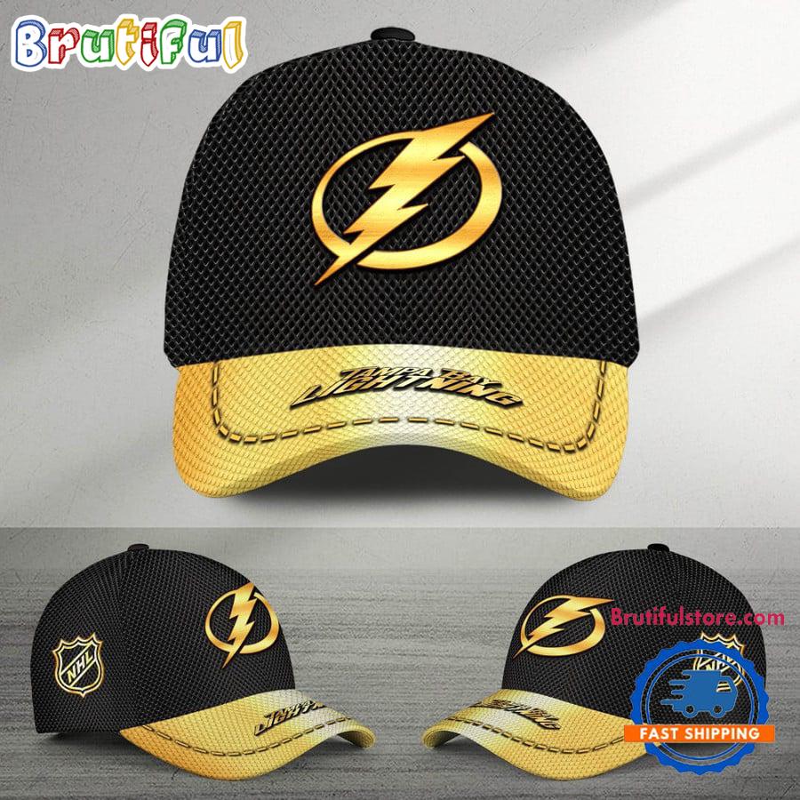 Nhl Tampa Bay Lightning Black And Gold Design Cap Hats