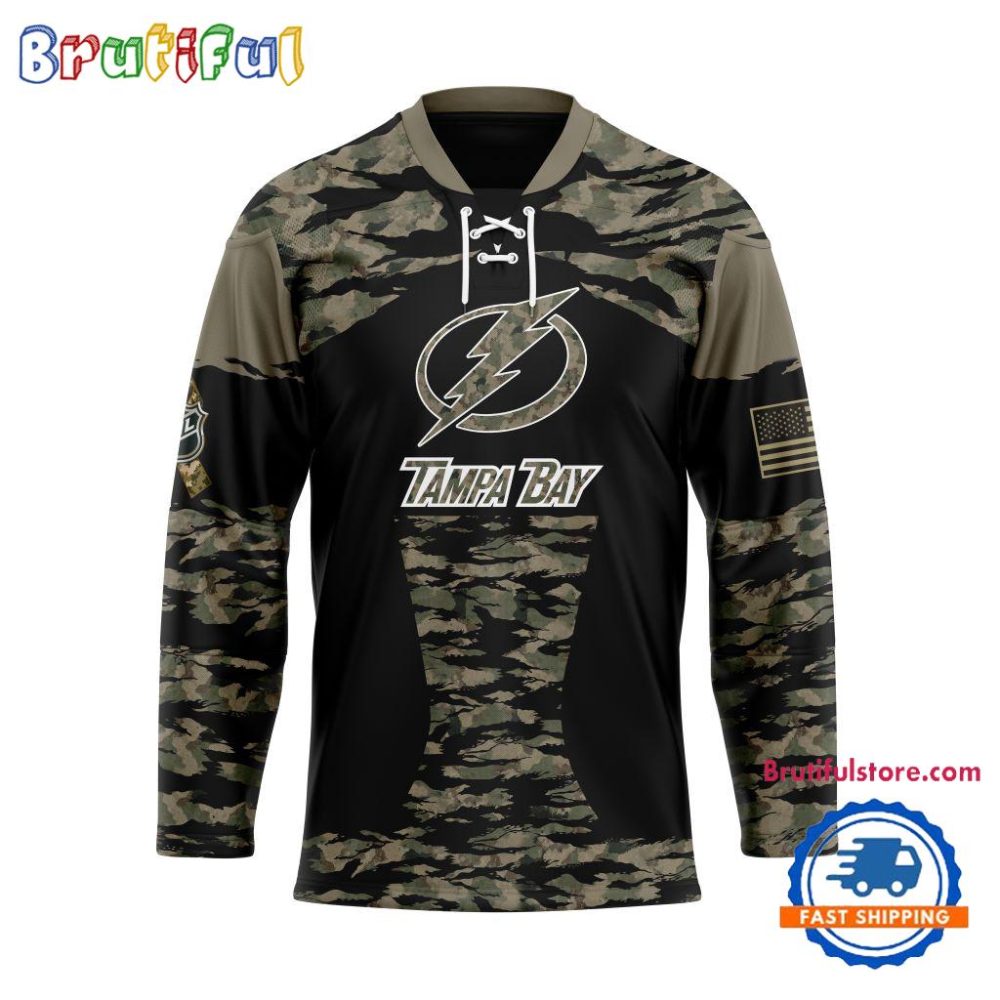 Nhl Tampa Bay Lightning Custom Honoring Veterans Camo Hockey Jersey