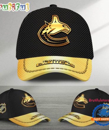 Nhl Vancouver Canucks Black And Gold Design Cap Hats