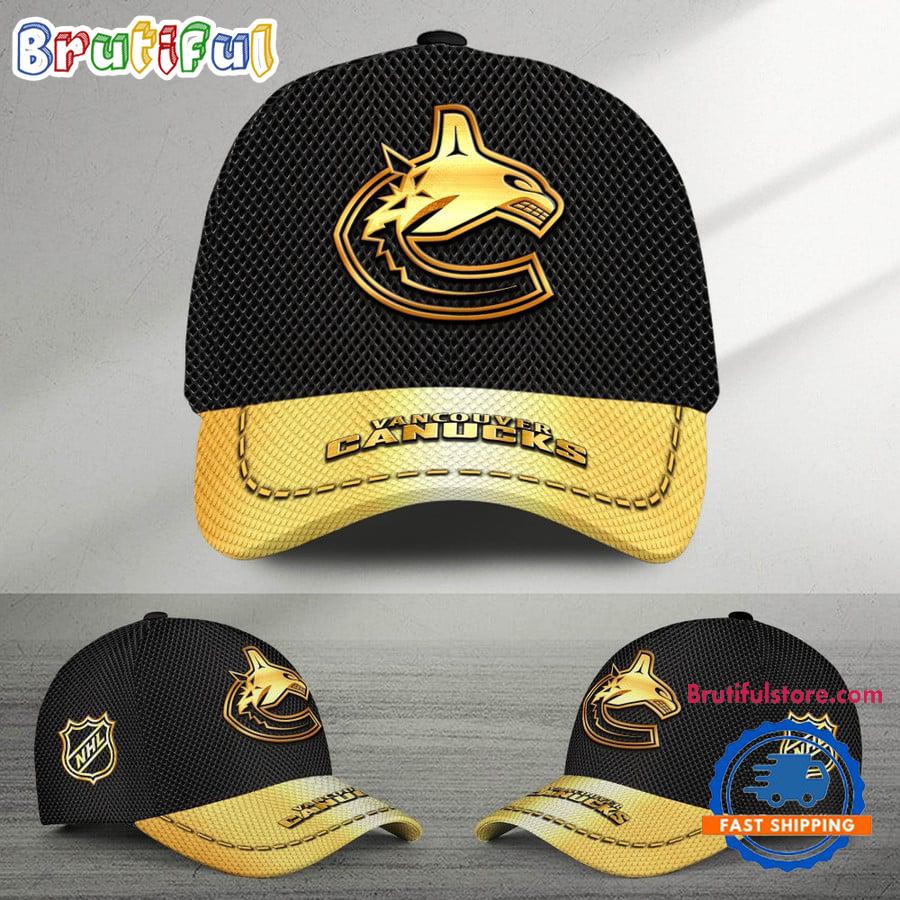 Nhl Vancouver Canucks Black And Gold Design Cap Hats