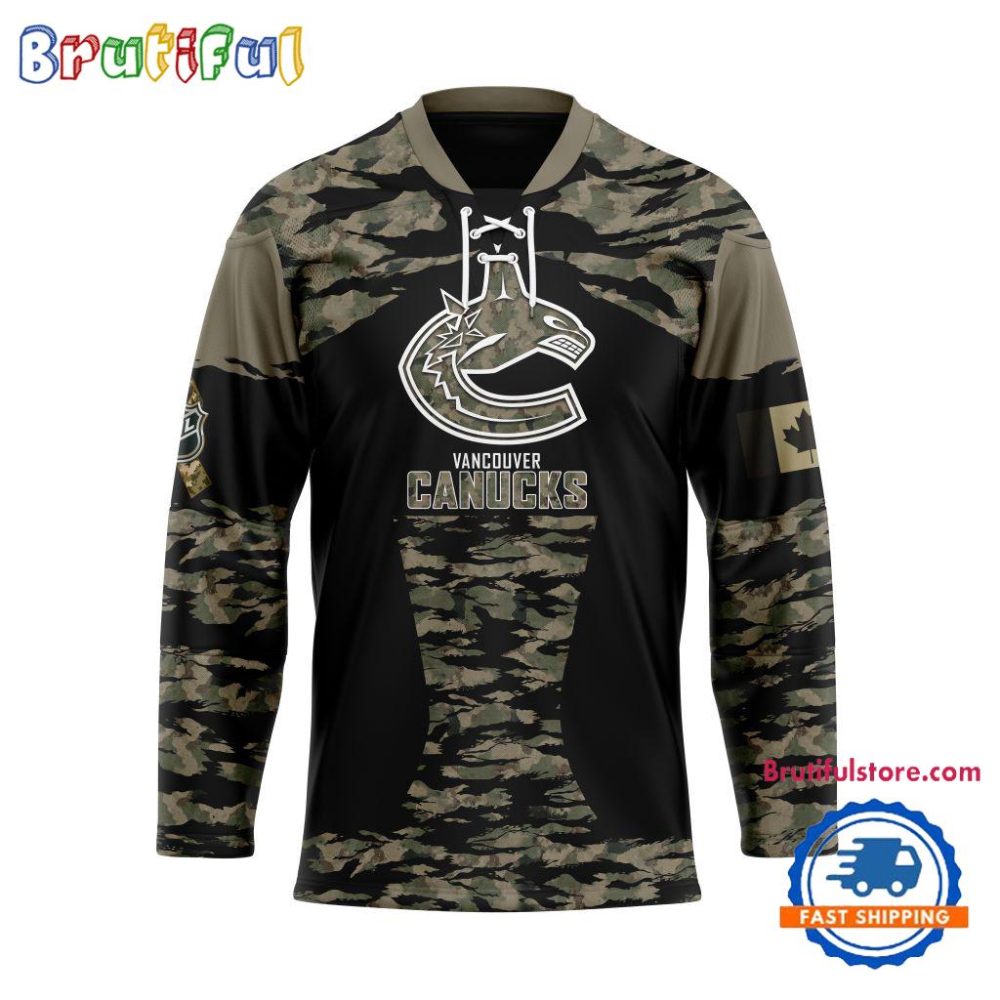Nhl Vancouver Canucks Custom Honoring Veterans Camo Hockey Jersey